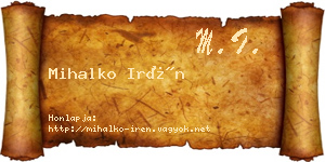Mihalko Irén névjegykártya